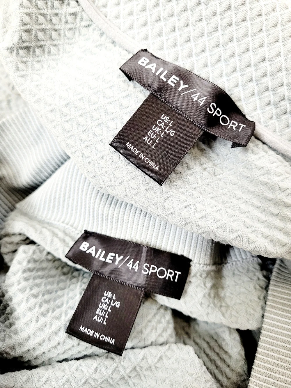 Bailey 44 Sport Two Piece Matching Textured Set High Rise Leggings Zip Jacket L
